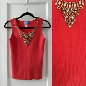 Lara Lane Ribbed Tank Top With Neckline Design Size Small